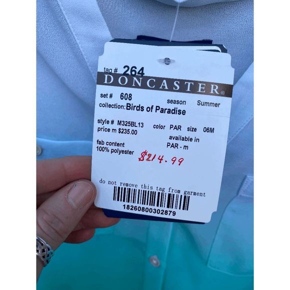 Doncaster NWT Birds of Paradise Button-UP Blouse, Size 6, MSRP $235 - Picture 5 of 8